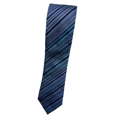 MISSONI Silk Tie ITALY XL Purple Blue Striped W:2.7" EUC - Image 1 of 4