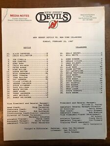 Personal Collection of Aaron Broten U.S. HOF - NJ Devils Media Notes 2/22/1987