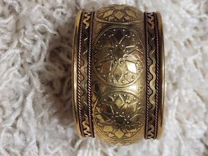 Vintage Messing breite Manschette Armband Design Made in India 1,5"W - Bild 1 von 7