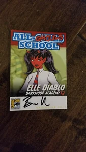 2011 SDCC COMIC CON IDW ALL GHOULS SCHOOL ELLE DIABLO SIGNED PROMO CARD MILLER - Picture 1 of 1