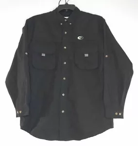 Mossy Oak Mens Button-Down Shirt Long Sleeve Size Med Black Pockets - Picture 1 of 5