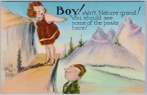 Boy! Ain't Nature Grand! You should see some of the peaks here!, Linen Postcard - Picture 1 of 2