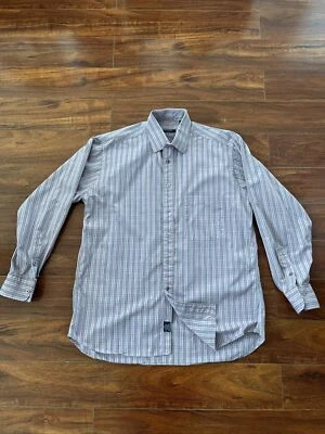 Camisa de vestir Burberry London lavanda negra blanca a cuadros 100 % algodón talla 16/34 Foto 1 de 4