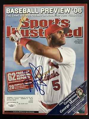 Albert Pujols Signed Sports Illustrated 4/3/06 No Label Cardinals Autograph JSA - Image 1 of 4