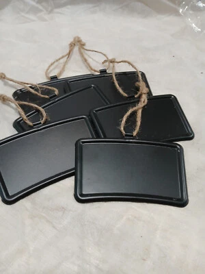Metal Chalkboard Easels 6pc Plastic tags w rope hanger black 6pc total 12pc NEW - Image 1 of 3