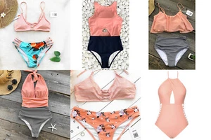 Cupshe Peach, Orange, & Pink Swimsuits, Multiple Styles, 372-3 - Picture 1 of 81