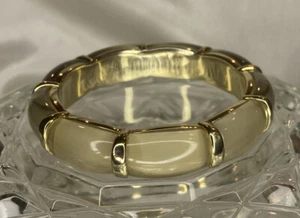 J CREW Lucite Acrylic Taupe And Gold Color Bracelet Cuff Elegant EUC - Picture 1 of 7