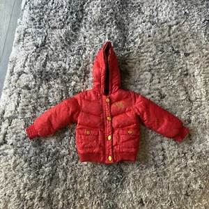 Vintage Youth Girls Size 5 Rocawear Full Zip-Up Hooded Red Puffer Jacket Y2K AOP - Picture 1 of 11