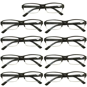 9 Packs Mens Womens Rectangle Frame Reading Glasses Blue Light Blocking Readers - Picture 1 of 10