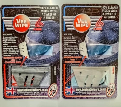 BOB HEATH VEE WIPE,VISOR WIPE,MOTORCYCLE VISOR,TWIN PACK, LARGE & MEDIUM + BANDS