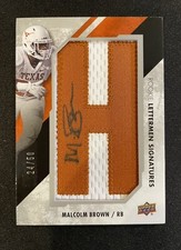 2015 UPPER DECK MALCOLM BROWN RL-MB ROOKIE LETTERMEN SIGNATURES 24/50 TEXAS AUTO