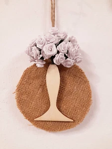 DECORAZIONE TONDA DA PARETE FIORI AZZURRI 10,5 CM - Foto 1 di 1