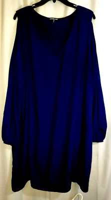 Charlotte Russe 挖肩长袖深蓝色连衣裙女式 2X Plus — 第 1/3 张图片