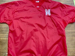 Nebraska Cornhuskers Red Nylon Pullover S/S Rawlings Large Baseball Warmup EUC - Picture 1 of 6