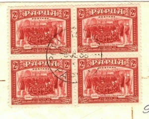 PAPUA NEW GUINEA Cover BLOCK OF FOUR Registered Port Moresby Kieta 1933 MA556 - Picture 1 of 6