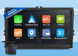 Android 13 8Core VWX6S 9" Car Radio Stereo CarPlay WiFi for VW Golf Jetta Passat - Picture 1 of 21
