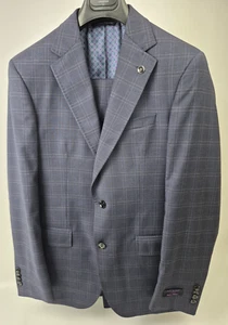 Ted Baker London Men's Blue Plaid Jay Trim Fit Wool Suit Size 40 R - Picture 1 of 8
