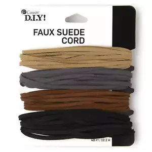 Cousin DIY Faux Suede Cord Roll, Black, Brown and Gray, 4 Piece, 40 ft - Picture 1 of 7