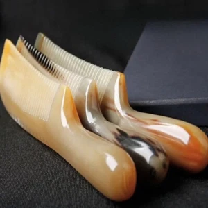Authentic Ox Horn Comb Thickened Yak Horn Hair Comb Massage Comb Hair Brush USA - Picture 1 of 6