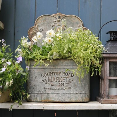 Maceta de pared rústica montada en la pared de metal cesta colgante maceta Foto 1 de 4