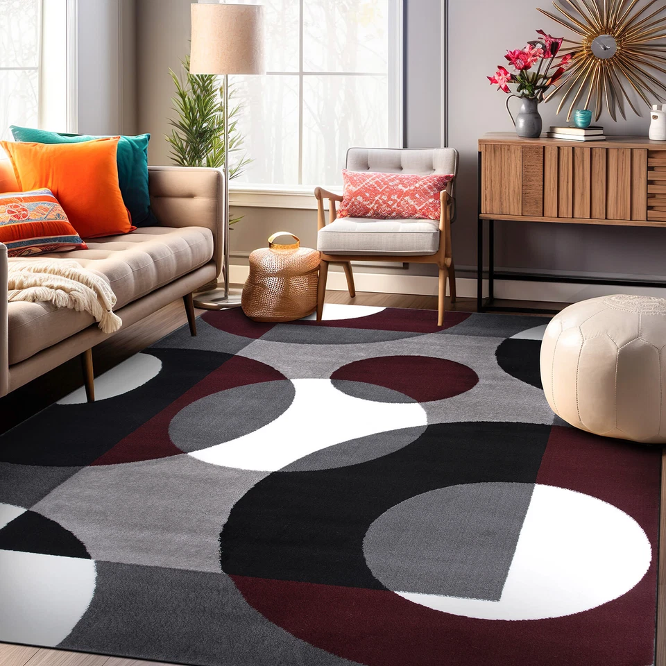 Rugshop Area Rugs Modern Circles Carpet Rugs for Living Room Rug Store New Sale - Image 1 of 4