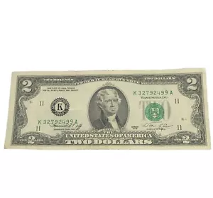 1976 Serie 2 Dollarschein SELTEN K-Serie knackiger schneller Versand - sehr guter Zustand - für Jim - Bild 1 von 12