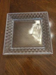 Tiffany & Co Crystal Basket Weave Square Plate Platter Serving Tray 12" Retired - Picture 1 of 11