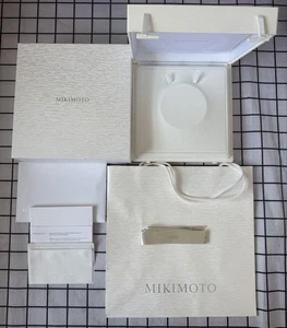 Vintage MIKIMOTO Astuccio Scatola Vuota Collana Portagioie Nastro Shopper mzmr A - Foto 1 di 2