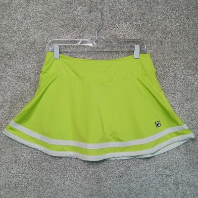 Falda Fila Mujer Mediana Verde Neón Atlética Tenis Skort Integrado Pantalones Cortos Logo Foto 1 de 4