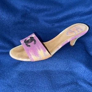 CHANEL Suede Tie Dye Quilted Silver CC Logo Slides Heel 38 7 - Picture 1 of 16