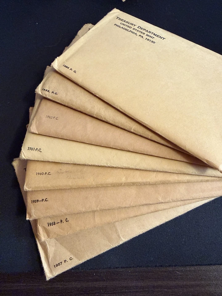 LOT OF 8  1957-1964 UNCIRCULATED U.S. MINT PROOF SETS 90% SILVER - Image 1 of 1