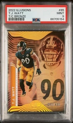 2022 Illusions T/C Bronze TJ Watt Numbered /499 Football Card #85 PSA 9 Mint - Image 1 of 2