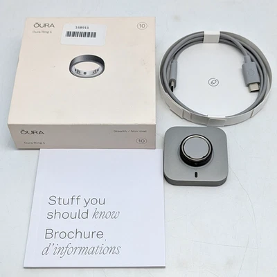 Oura Ring 4 Stealth Size 10 Smart Ring Personal Fitness Tracker (JZ90-54218-10) - Image 1 of 4