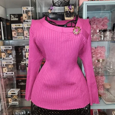 Suéter acanalado de manga larga rosa con detalle de broche XL Requisitos para mujer nuevo con etiquetas Foto 1 de 4