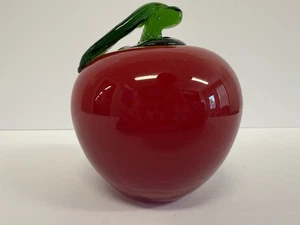 Mundgeblasenes Glas roter Apfel Briefbeschwerer Figur 4 Zoll - Bild 1 von 4