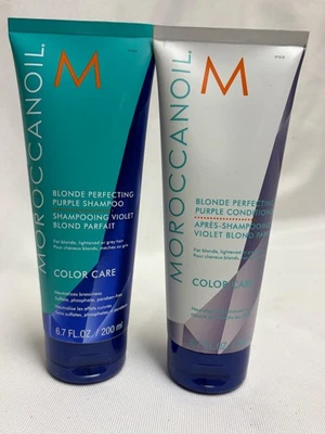 Moroccanoil Blonde Perfecting Purple Shampoo and Conditioner 6.7 oz New +Sealed - Image 1 of 2