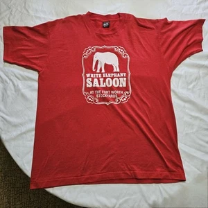 Vintage White Elephant Saloon Fort Worth T-Shirt XL Best Fruit Of The Loom SS - Picture 1 of 18