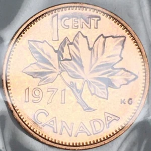 1971 Canada 1 Cent - Proof-Like Mint Cello (UNC) KM#59 - 98% Copper - CA01C71 - Picture 1 of 5
