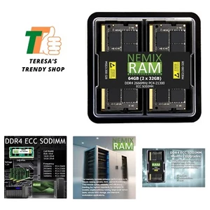 64GB 2X32GB 2666MHZ PC4-21300 2Rx8 1.2V CL19 260-PIN ECC Unbuffered SODIMM Me... - Picture 1 of 7