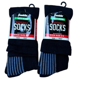 Franklin Sports Baseball Socks 3 pairs Size M Youth Shoe Size 2-5 navy NWT - Picture 1 of 5
