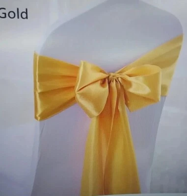 Лот из 100 50 белых эластичных чехлов на стулья из спандекса Mepase и 50 золотых поясов - Изображение 1 из 4