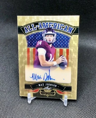 TRUE 1/1 AUTO! 2022 Leaf Valiant Max Johnson ALL-AMERICAN GOLD VINYL RC AUTO 📈 - Image 1 of 4