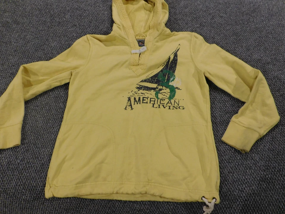 American Living Womens Sweater Medium yellow pullover hoodie boat water - Изображение 1 из 4