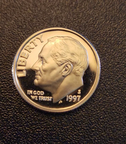 1997 S Proof Roosevelt Dime - From CLAD Proof Set - Free Shipping Cover
