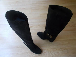 $1450 Gucci Kesha Knee High Boots Heels Black Suede Buckle 40 US 9.5 NEW - Picture 1 of 10