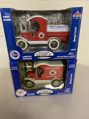 Par de bancos de monedas corona roja caja de cambios-Ford Tanker 1912 y coche de entrega 1912-1/24 Foto 1 de 4