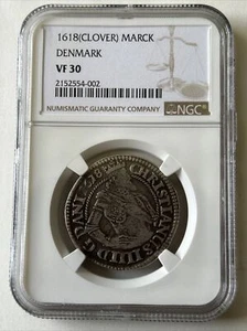 Extremely Rare, NGC Graded VF30, Denmark, 1618 Clover Marck - Picture 1 of 6