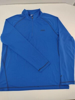 Asics Mens Large 3/4 Zip Track Running Jacket Blue With Black Logo - Image 1 of 3