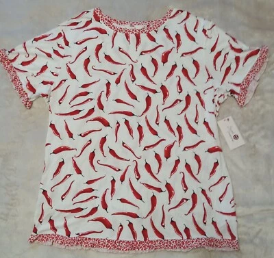 Secret Treasures Pajama Set Women's Size Large 12-14 White Chili Pepper 2 Pc NWT - Image 1 of 4