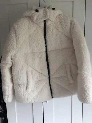 Damas UK10 ASOS Polar Esquí y Nieve Sherpa Invierno Capucha Chaqueta Abrigo En muy buena condición Blanco Foto 1 de 4